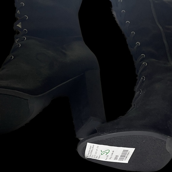 Guess Women's Casidi Lace Knee High Open Toe Boots Black 11 M US - Picture 5 of 13